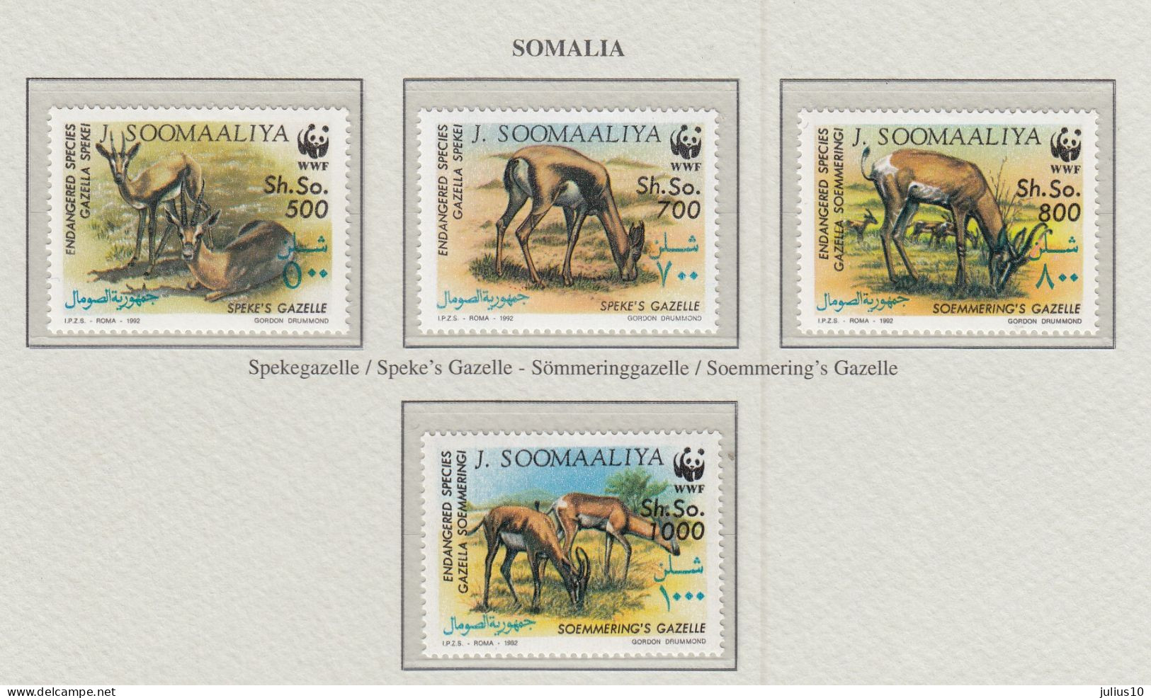 SOMALIA 1992 WWF Animals Mammals Mi 445-447 MNH(**) Fauna 811 - Unused Stamps