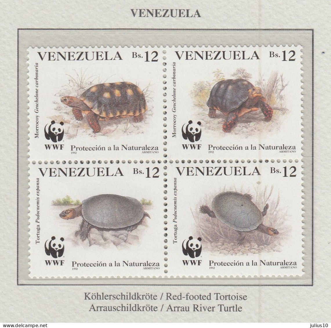 VENEZUELA 1992 WWF Turtles Mi 2729-2732 MNH(**) Fauna 812 - Schildkröten