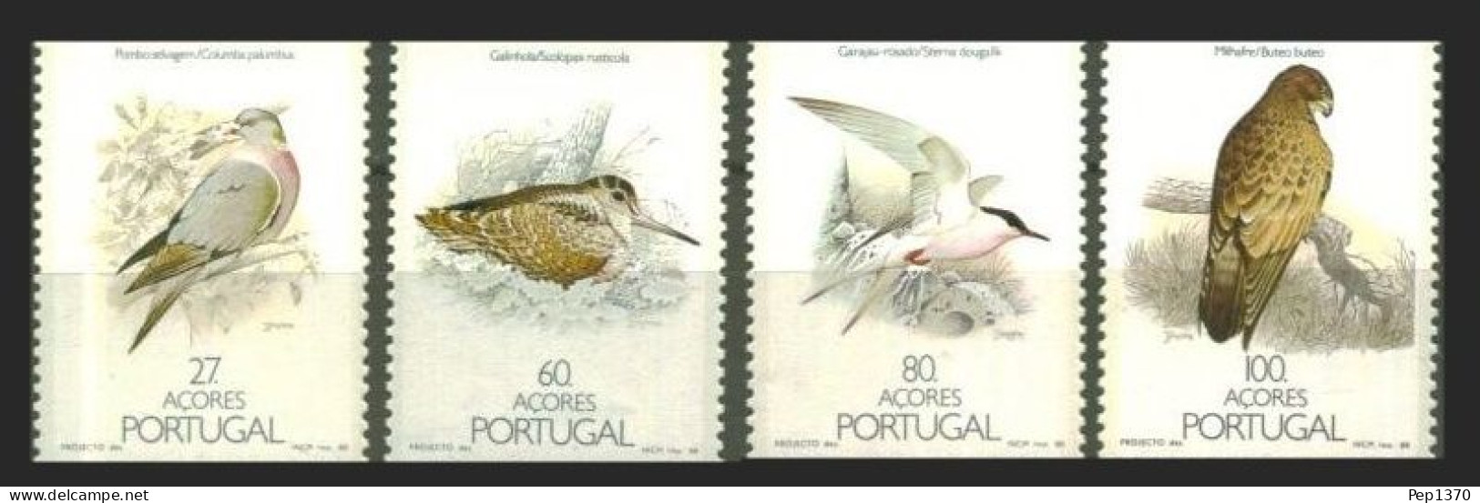 AZORES 1988 - AÇORES - PAJAROS - YVERT 381a/384a** DE CARNET Y NO DENTADOS HORIZONTALMENTE - Açores
