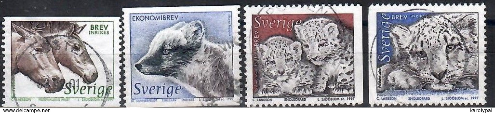 Sweden, 1997, Used,      Wildlife , Mi. Nr. 1987-1991 - Used Stamps