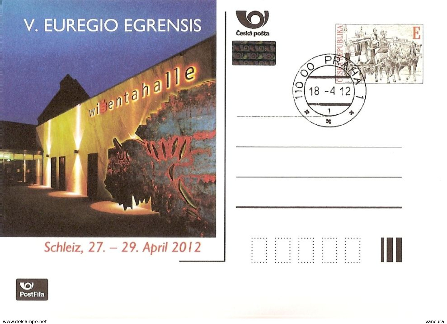 CDV A 191 Czech Republic V. Euregio Egrensis Stamp Exhibition 2012 Coach On The Charles Bridge - Postkaarten