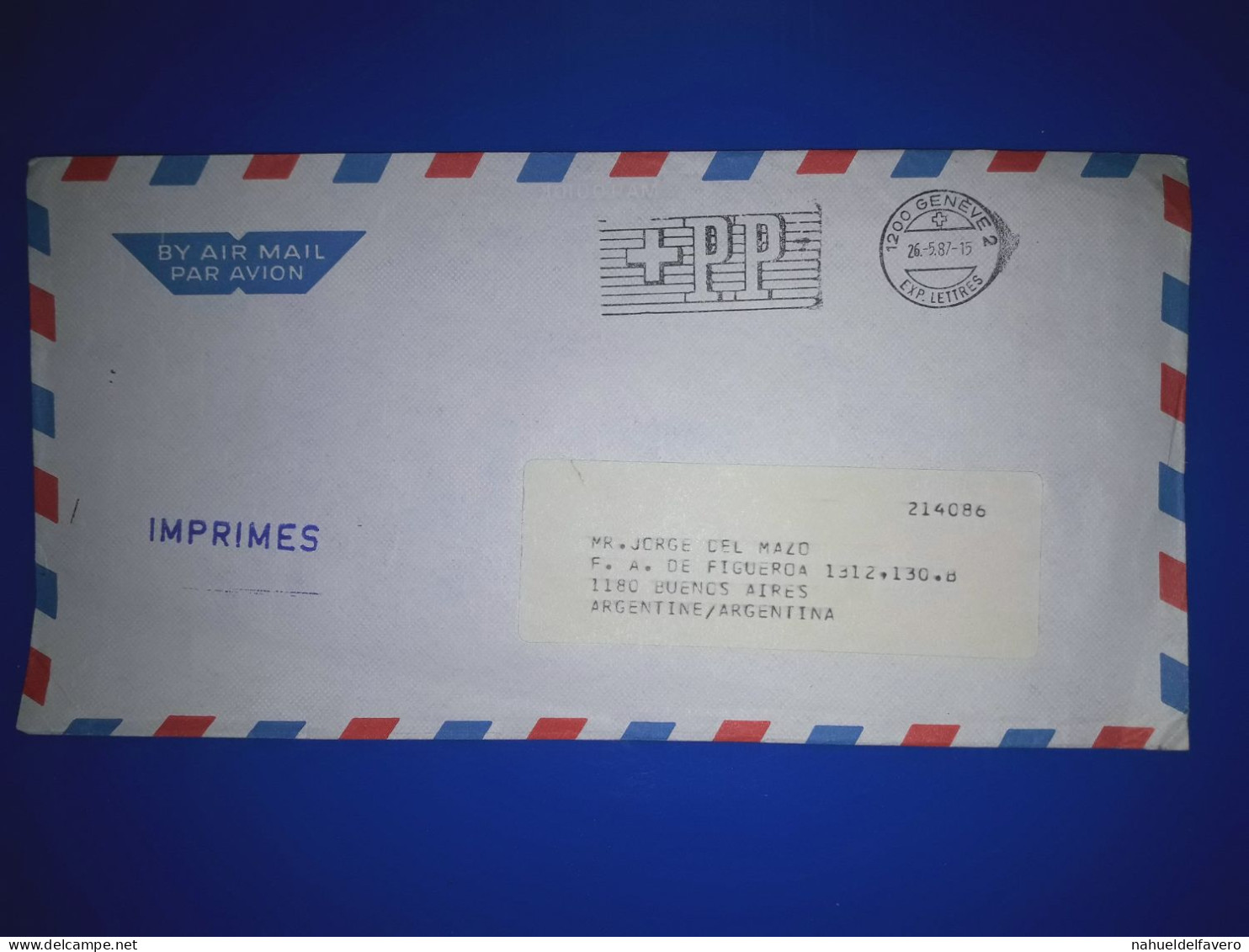 HELVETIA, Enveloppe Aérienne Cirulée En Avion à Destination De Buenos Aires, Argentine. Cachet De La Poste Spécial. Anné - Used Stamps