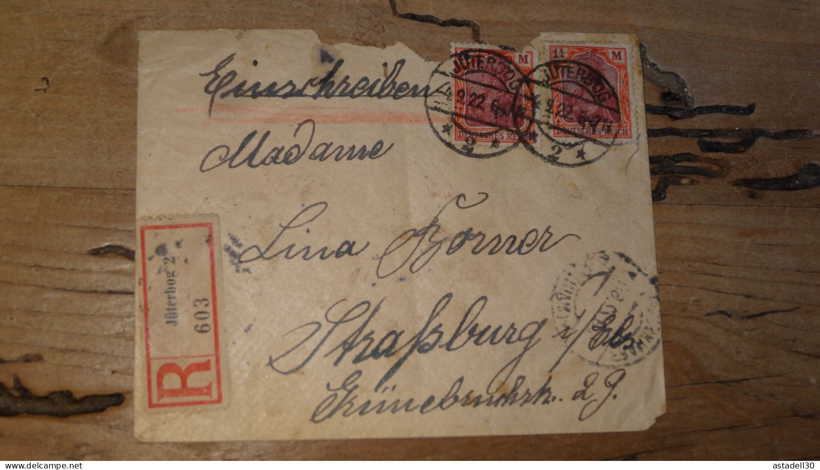 Enveloppe ALLEMAGNE, Juterbog, Registered, 1922 ............ Boite1 .............. 240424-300 - Brieven En Documenten