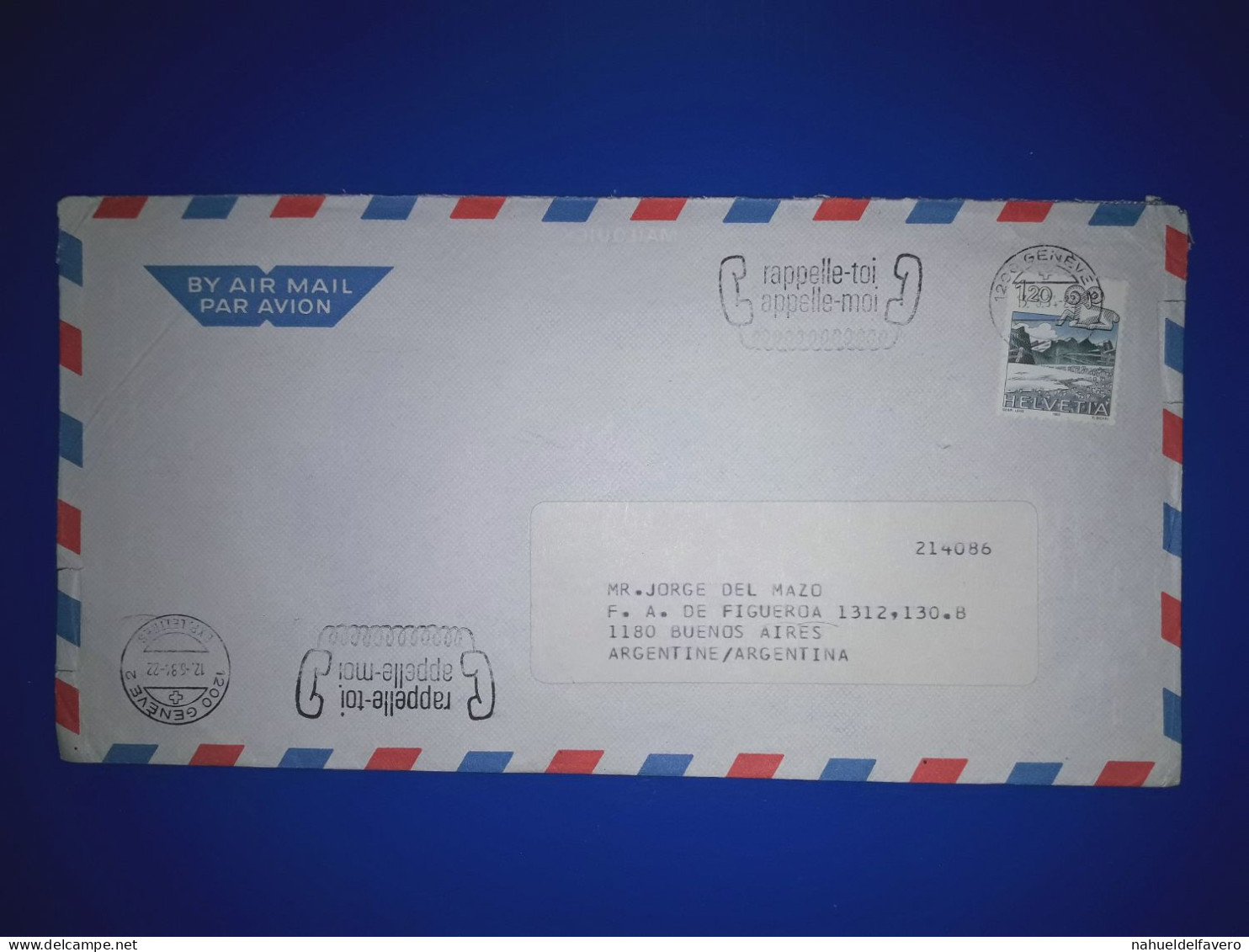 HELVETIA, Enveloppe Aérienne Cirulée En Avion à Destination De Buenos Aires, Argentine. Cachet De La Poste Spécial. Anné - Usados