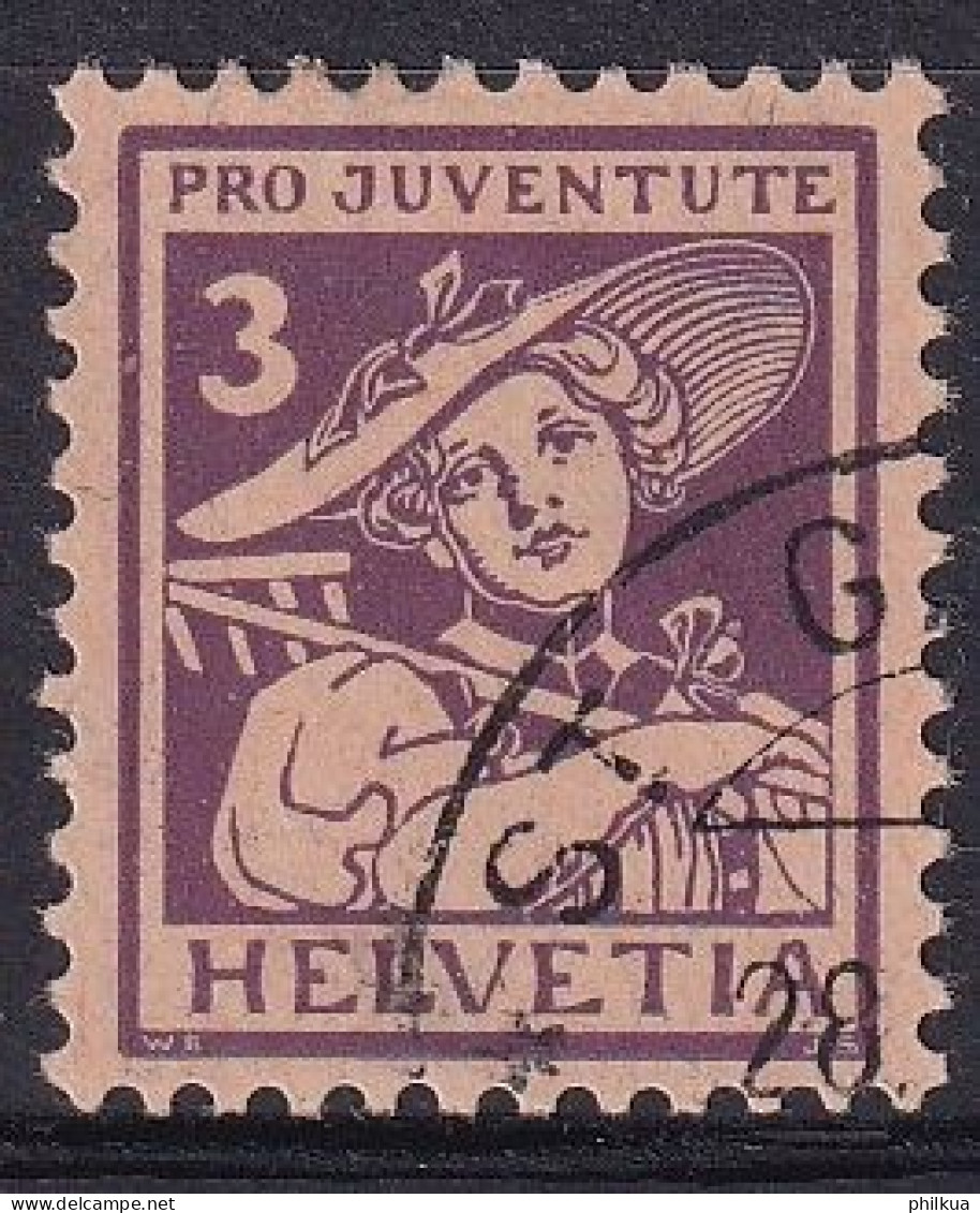 1916, 1. Dez. „Pro Juventute“: Trachten (II) Zumst. 4 / MiNr. 130 Mit Stempel ST. A(LLEN) - Freiburgerin - Used Stamps