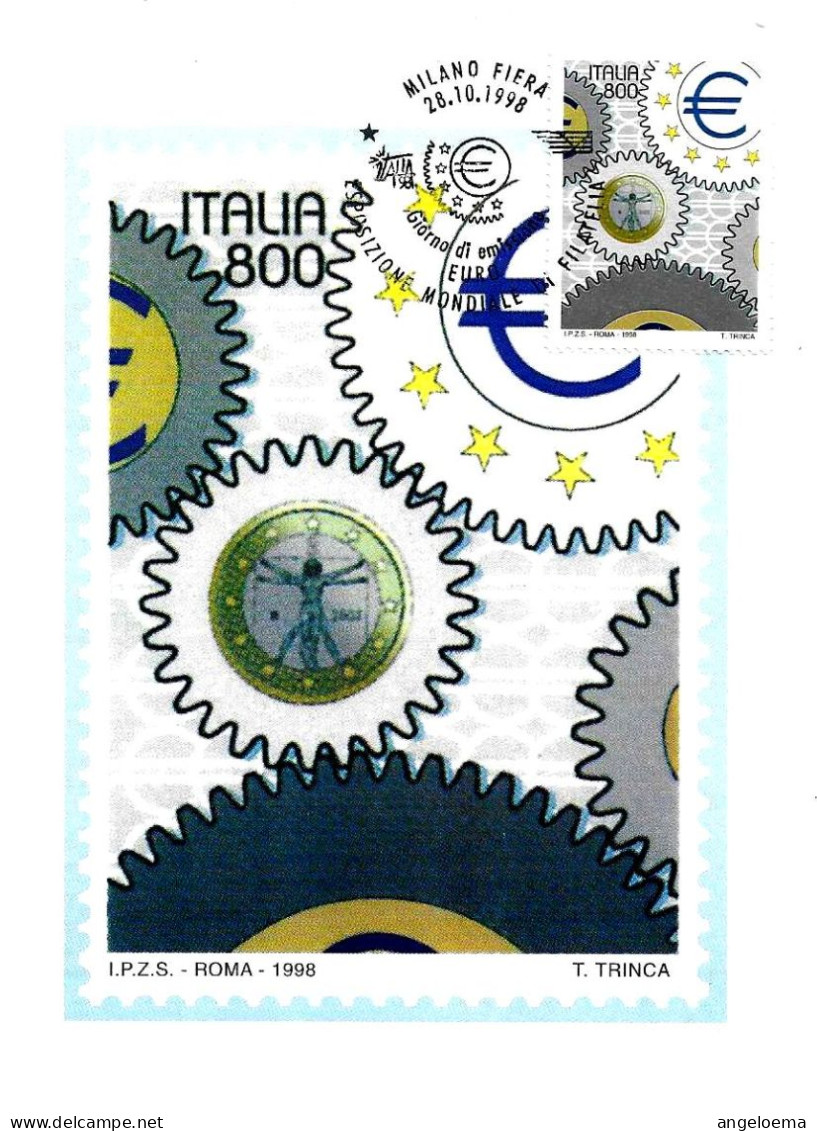 ITALIA ITALY - 1998 MILANO FIERA Esposizione Filatelia Italia 98 Euro Annullo Fdc Su Cartolina PT - 8909 - Münzen