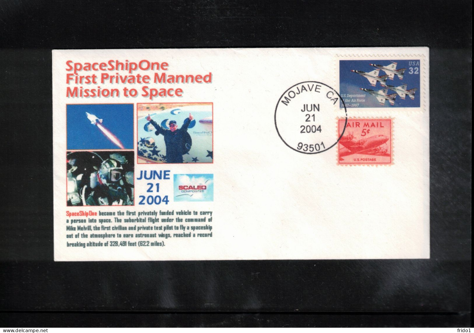 USA 2004 Space / Weltraum SpaceShipOne First Private Manned Mission To Space Interesting Cover - Verenigde Staten