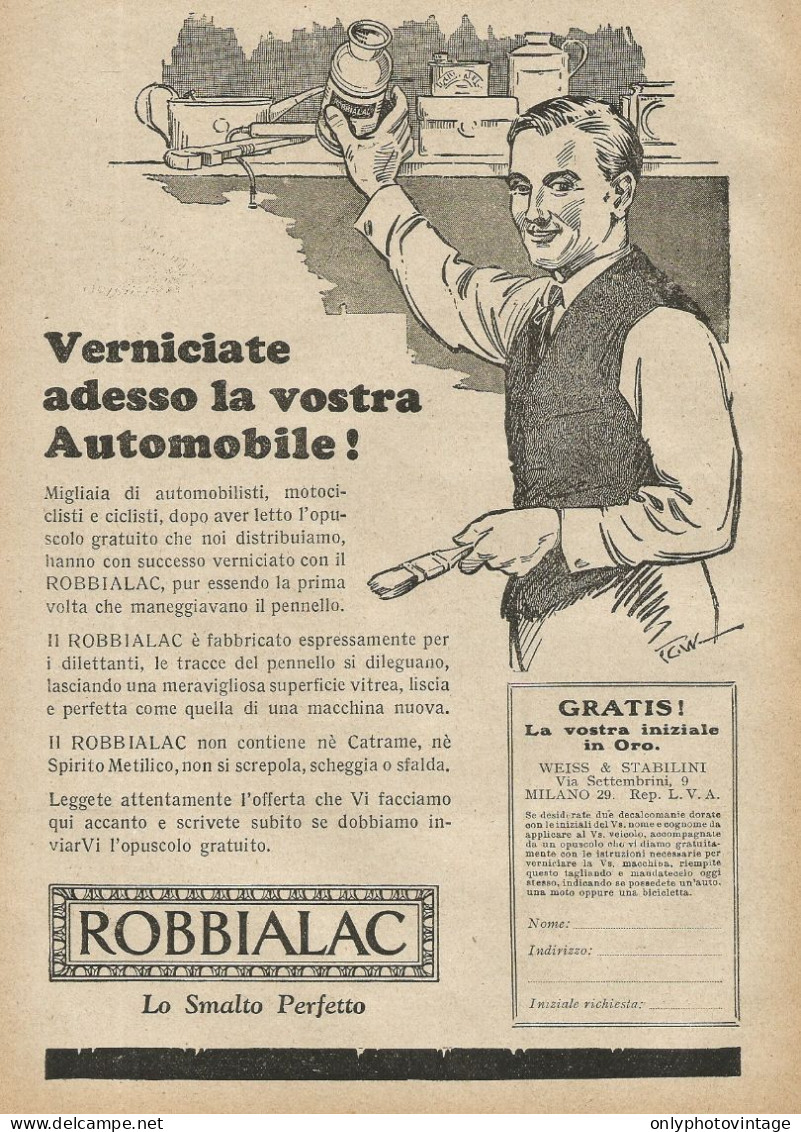 Robbialac Lo Smalto Perfetto - Pubblicità 1927 - Advertising - Reclame