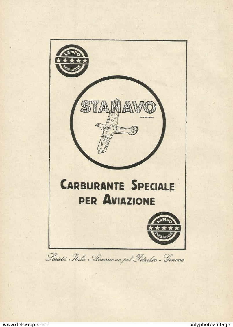 STANAVO Carburante Per Aviazione - Illustrazione - Pubblicità 1931 - Adv. - Reclame