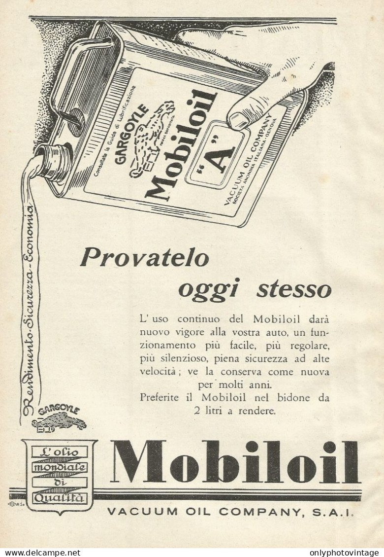 MOBILOIL - Provatelo Oggi Stesso - Pubblicità 1931 - Advertising - Reclame