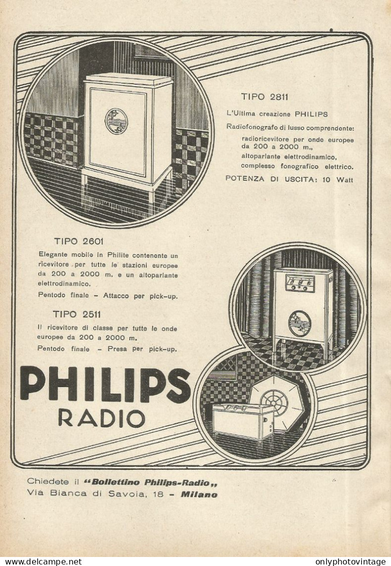 Radiofonografo Di Lusso PHILIPS - Pubblicità D'epoca - Advertising - Reclame