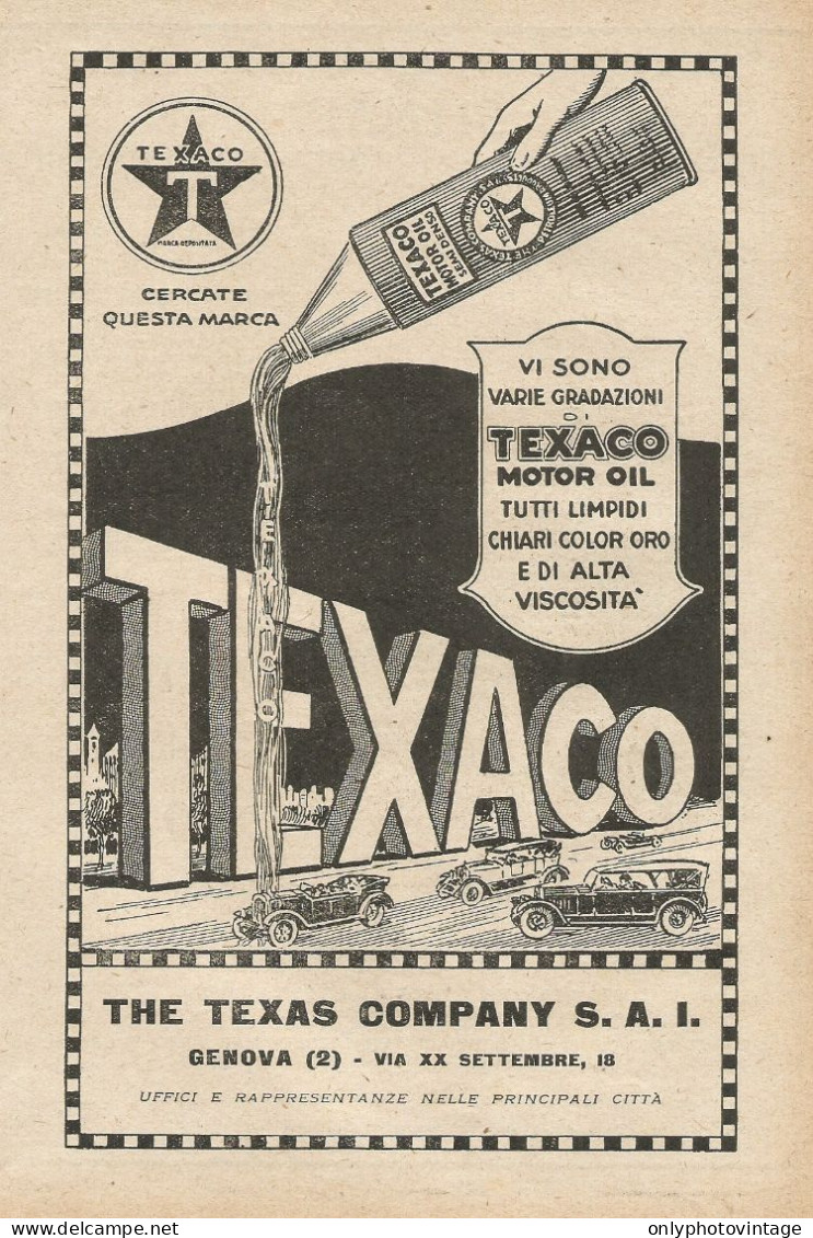 Texaco Motor Oil - Illustrazione - Pubblicità D'epoca - Advertising - Publicités