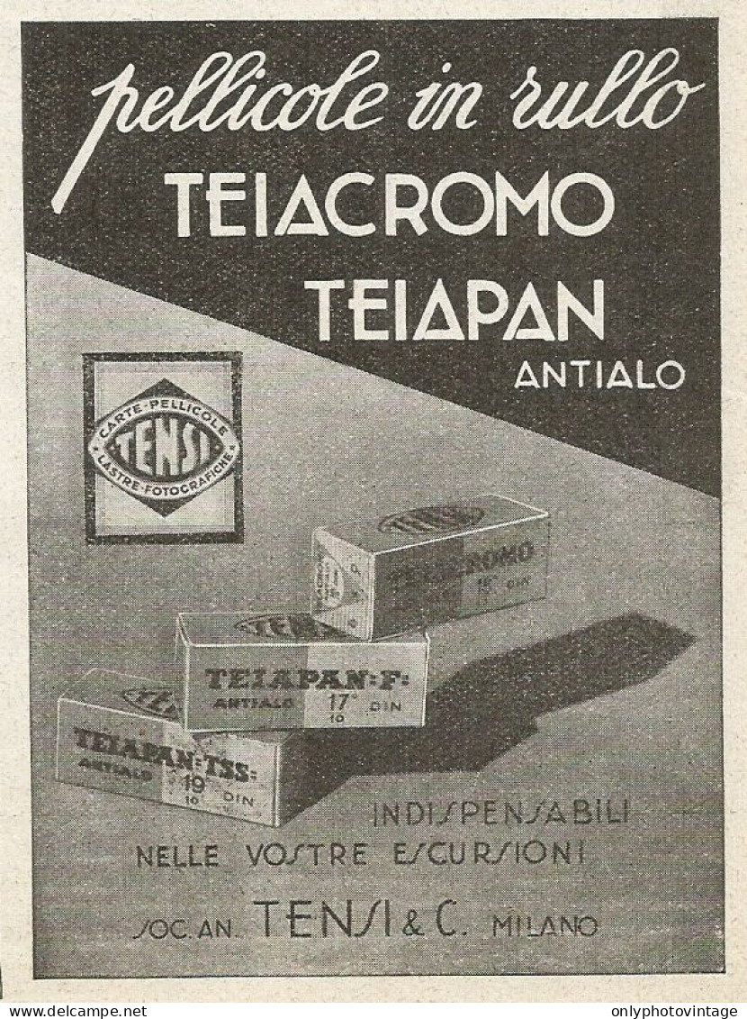 Lastre Fotografiche Teiapan - Tensi - Pubblicità 1937 - Advertising - Werbung