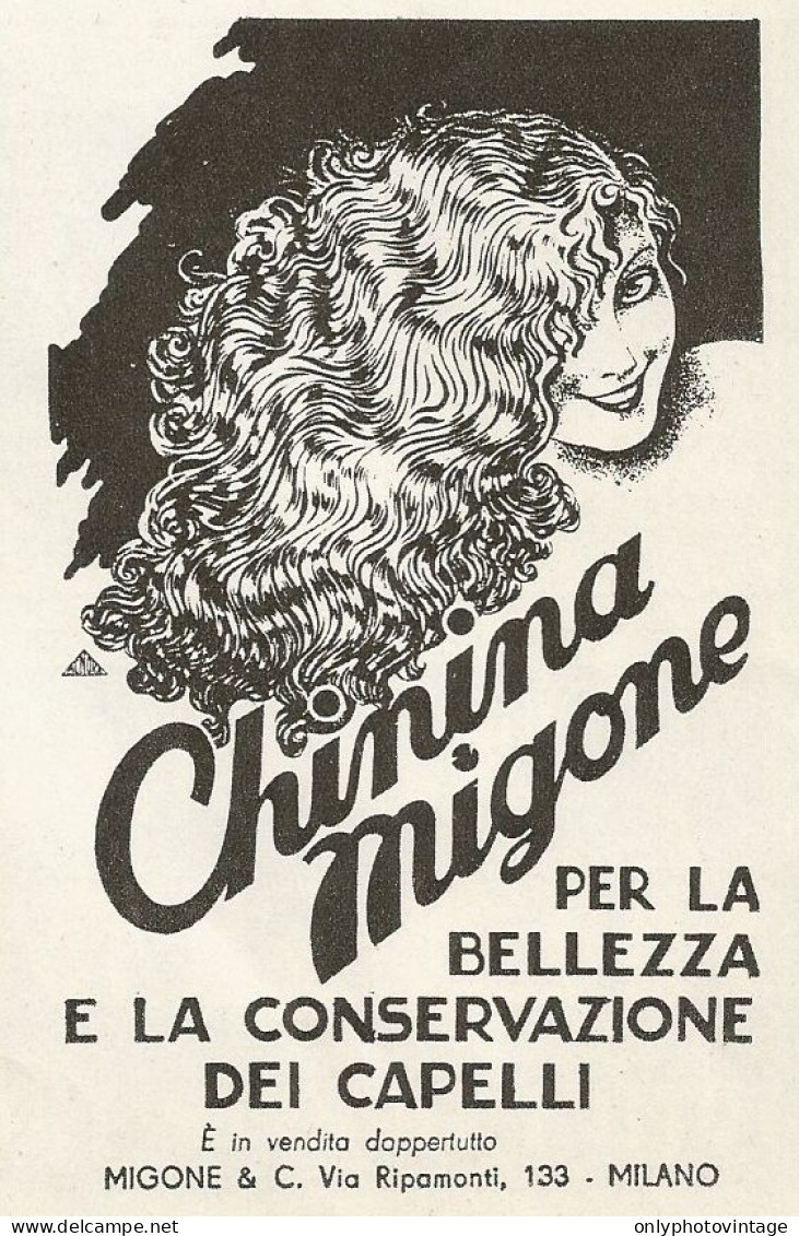 Chinina Migone Per Conservazione Capelli - Pubblicità 1938 - Advertising - Werbung