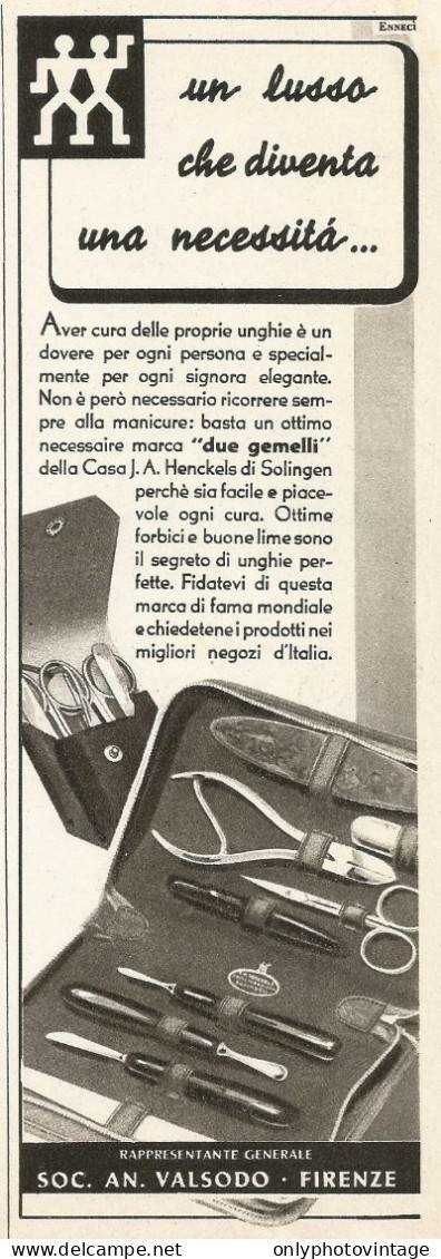 Unghie Perfette Con Prodotti Due Gemelli - Pubblicità 1938 - Advertising - Advertising