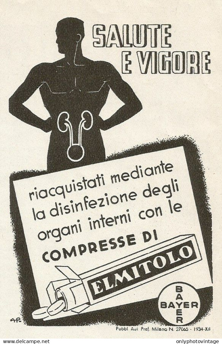 Salute E Vigore Con Compresse Di ELMITOLO- Pubblicità 1938 - Advertising - Werbung