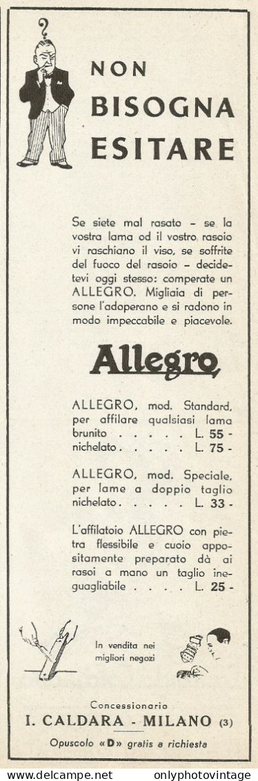 Affilatoio Lame Da Barba ALLEGRO - Pubblicità 1938 - Advertising - Werbung