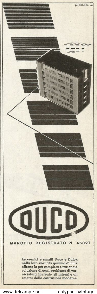 Smalti Dulox - DUCO - Pubblicità 1938 - Advertising - Werbung