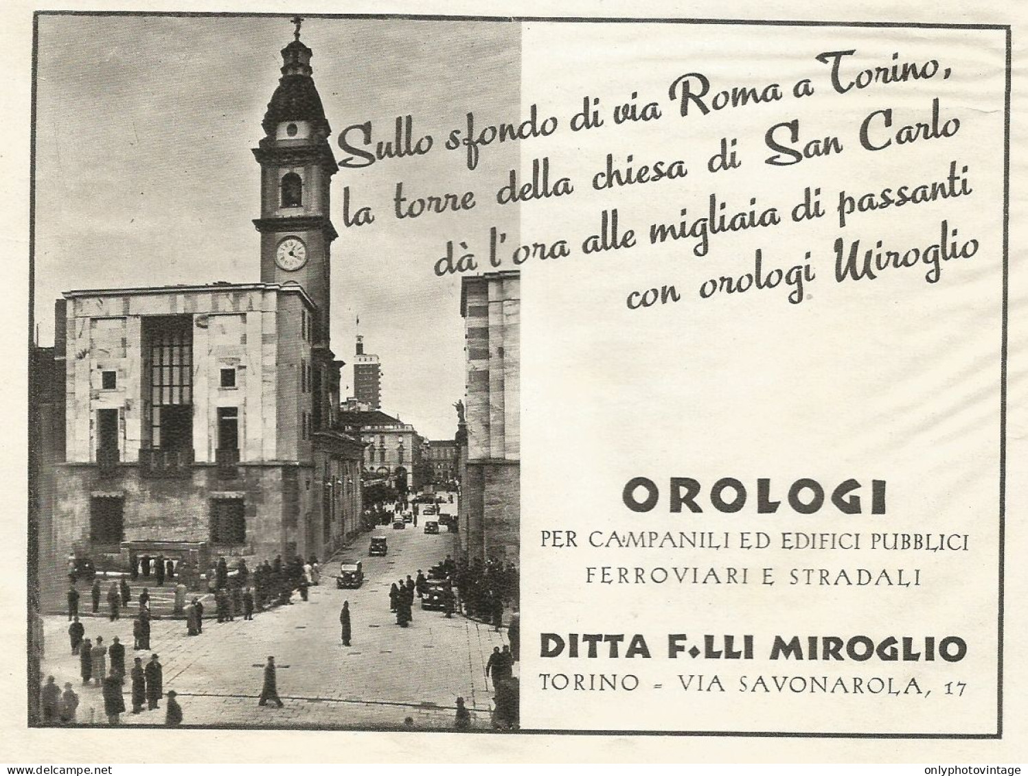 Orologi Stradali F.lli Miroglio - Pubblicità 1938 - Advertising - Publicités