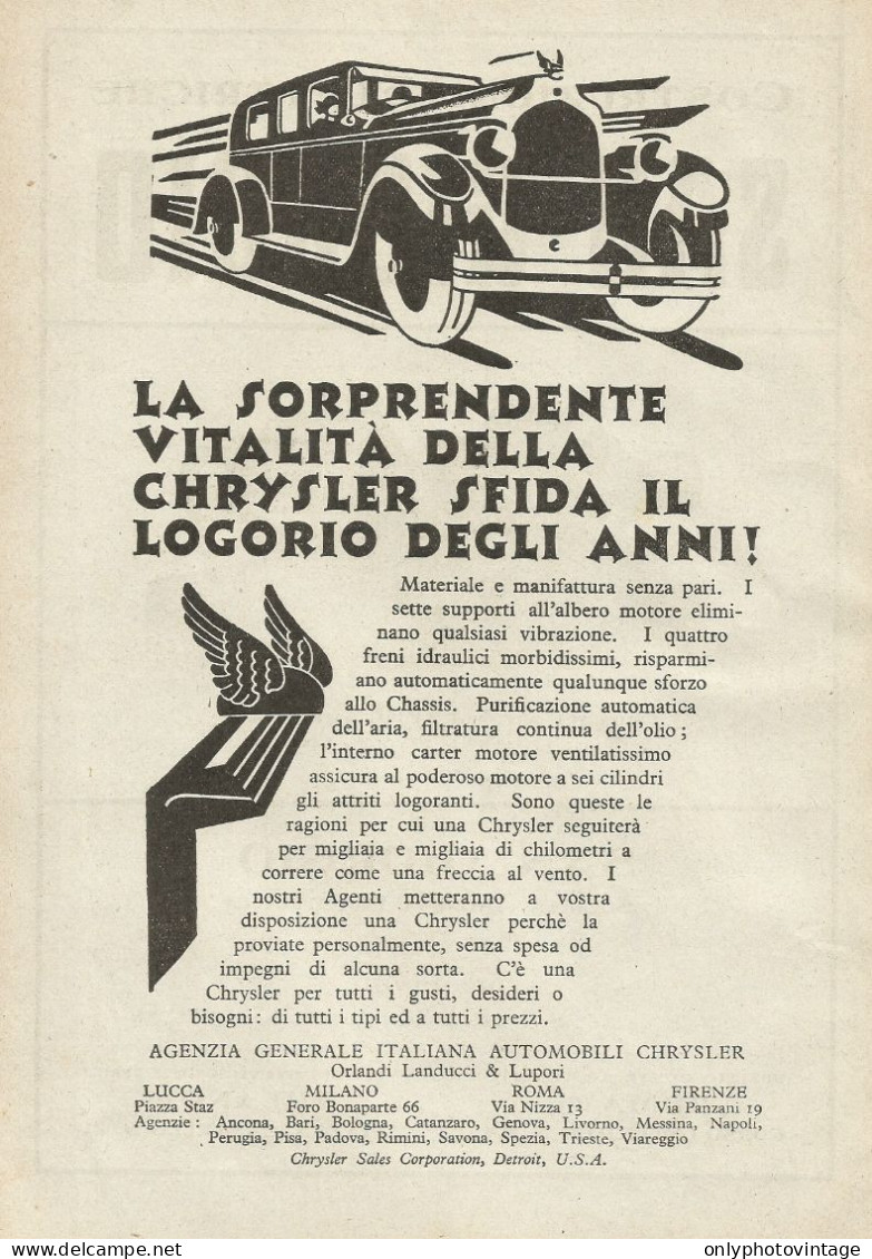 Automobile CHRYSLER - Pubblicità 1928 - Advertising - Advertising