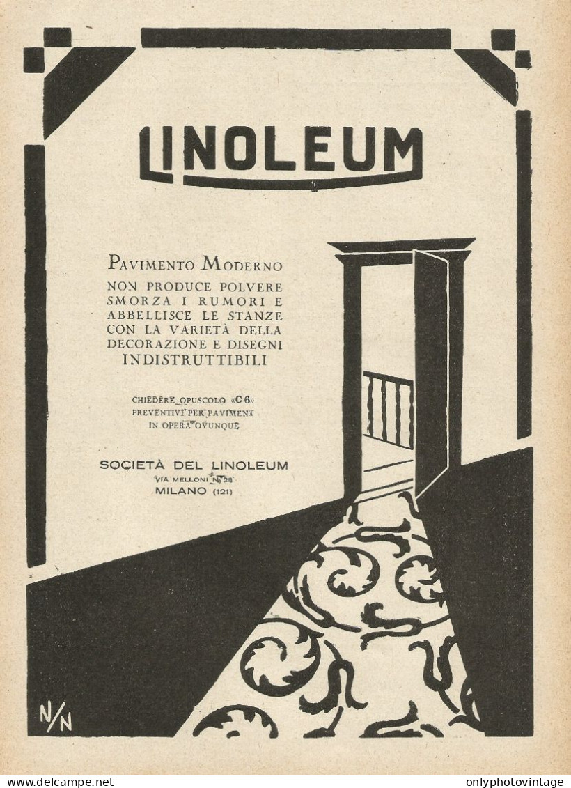 Società Del LINOLEUM - Illustrazione - Pubblicità 1928 - Advertising - Publicités