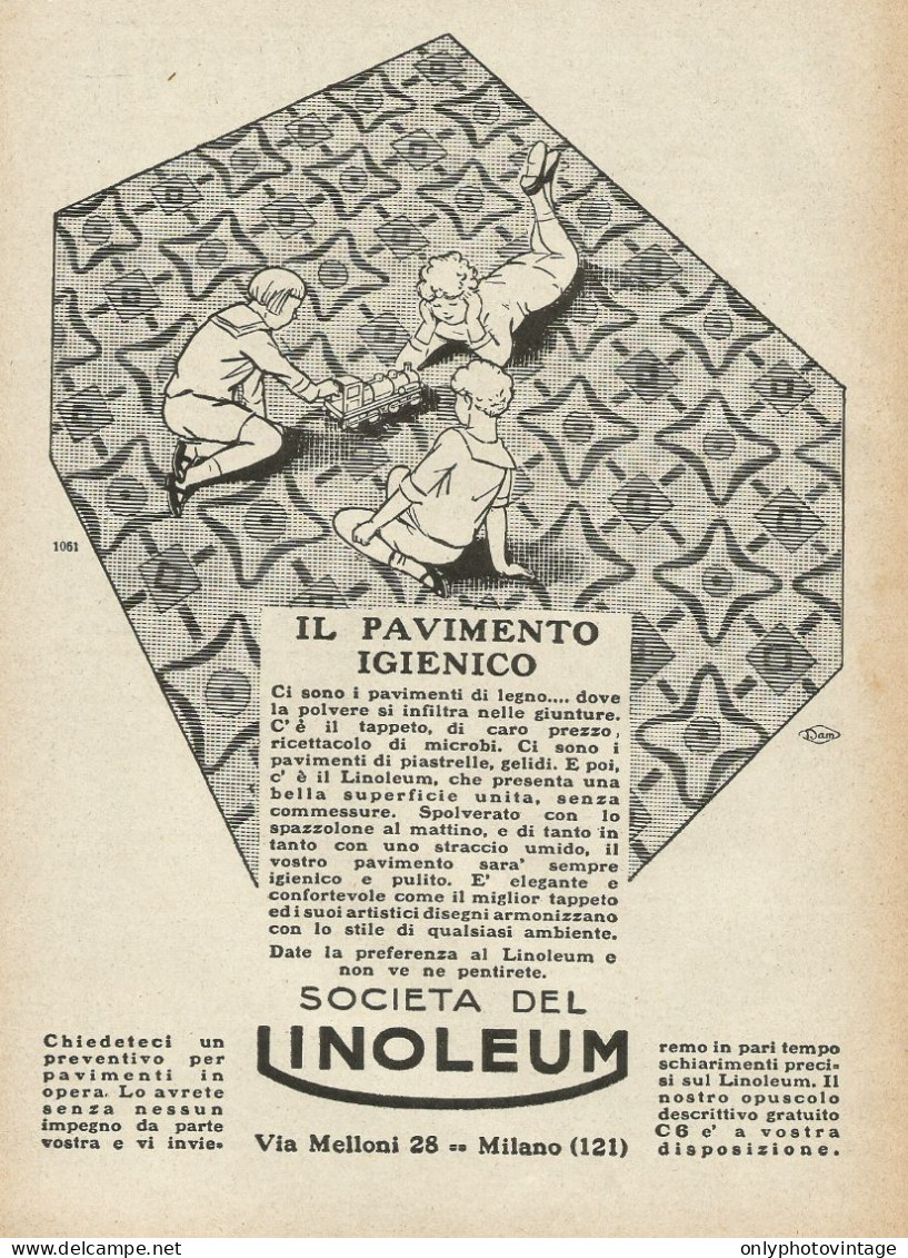 Società Del LINOLEUM - Illustrazione - Pubblicità 1928 - Advertising - Reclame