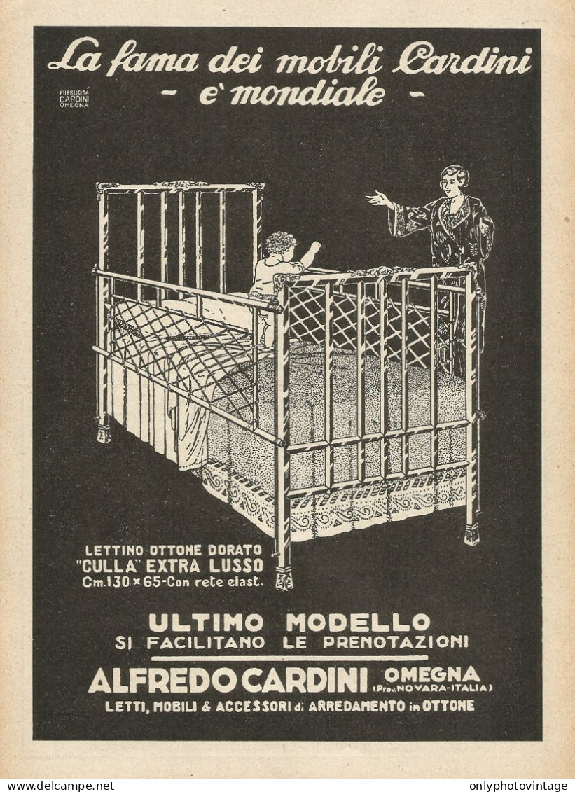 Culla Extra Lusso CARDINI - Illustrazione - Pubblicità 1928 - Advertising - Reclame