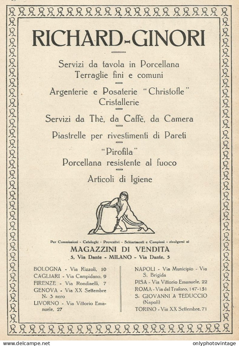 Richard Ginori - Società Di Ceramica - Pubblicità 1928 - Advertising - Publicités