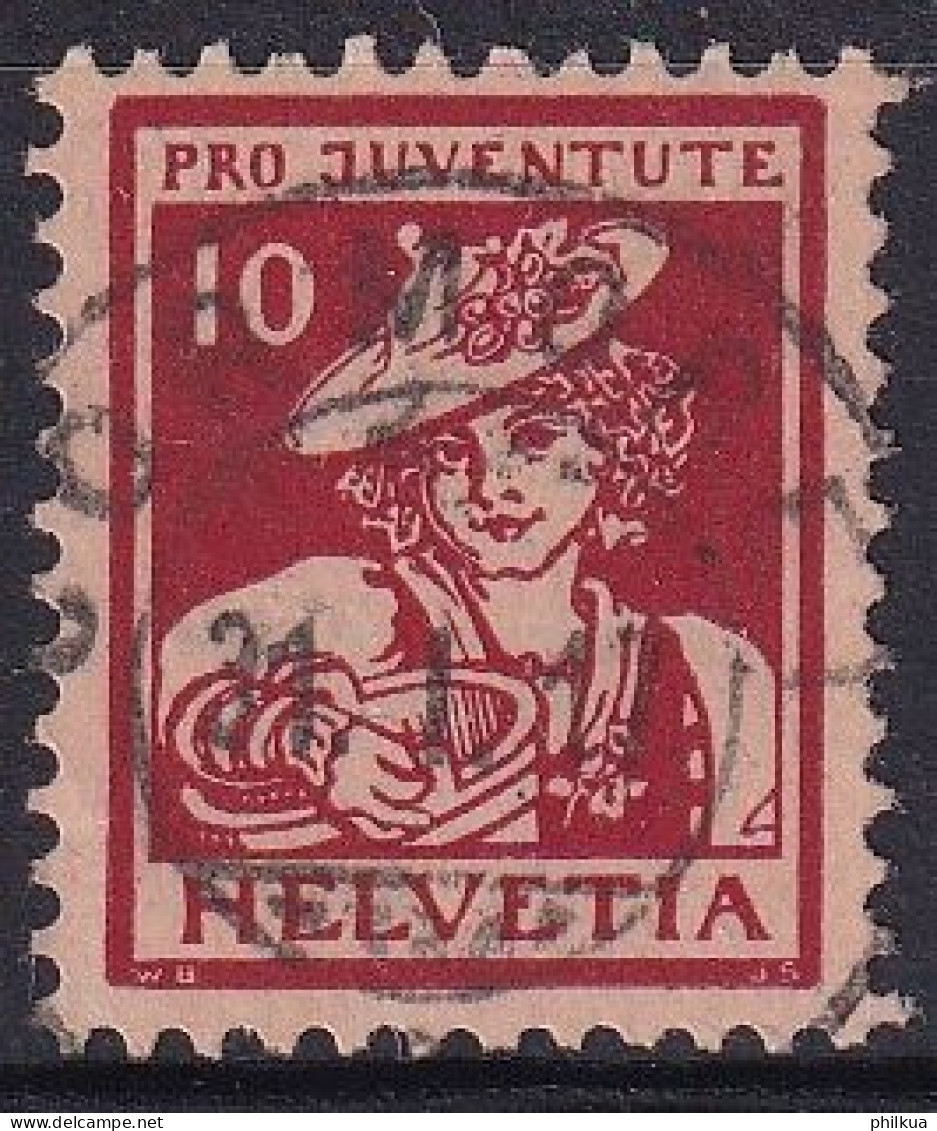 1916, 1. Dez. „Pro Juventute“: Trachten (II) Zumst. 4 / MiNr. 130 Mit Stempel ST. A(LLEN) - Waadtländer Winzerin - Gebruikt