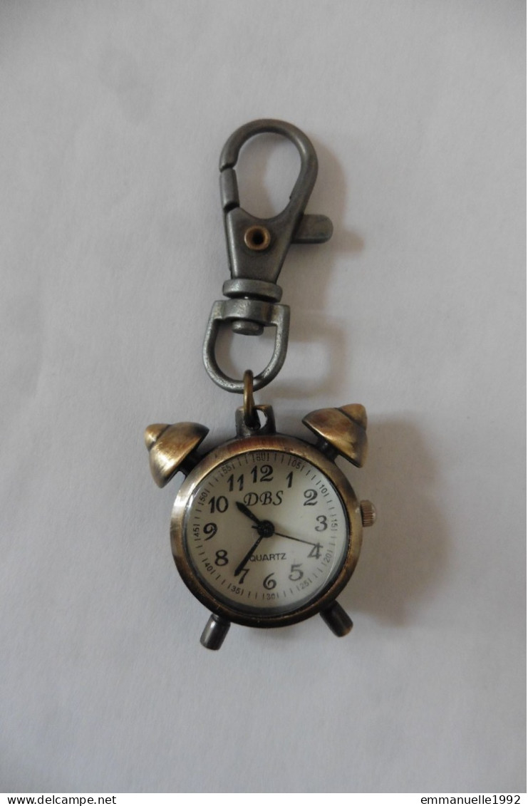 Porte-clé Montre à Quartz DBS En Forme De Réveil Ancien Métal Or Vieilli Bronze - Moderne Uhren