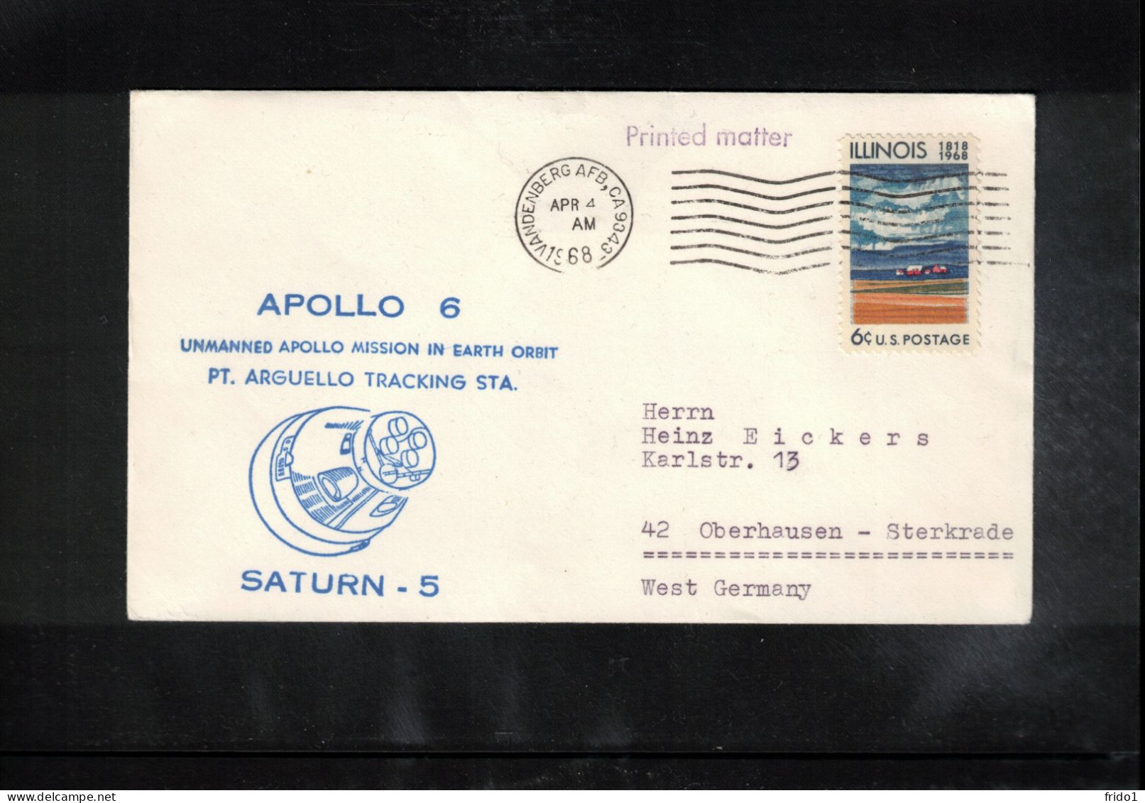 USA 1968 Space / Weltraum Apollo 6 - Pt.Arguello Tracking Station Interesting Cover - Etats-Unis