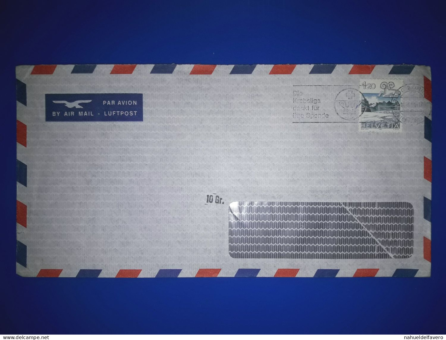 HELVETIA, Enveloppe Aérienne Cirulée En Avion à Destination De Buenos Aires, Argentine. Cachet De La Poste Spécial. Anné - Used Stamps