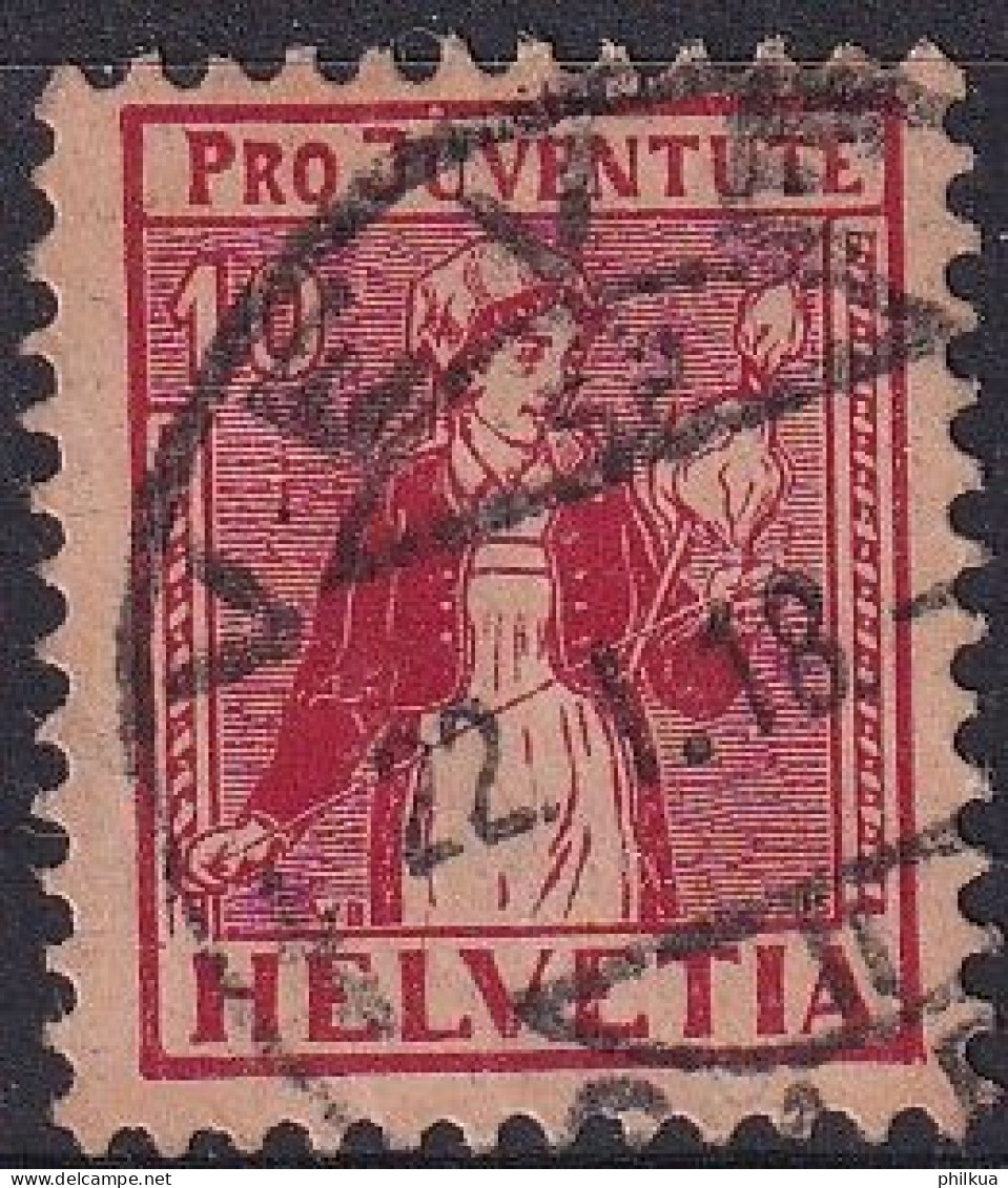 1917, 1. Dez. „Pro Juventute“: Trachten (III) Zumst. 9 / MiNr. 135 Mit Stempel VEVEY- Tessinerin - Gebraucht