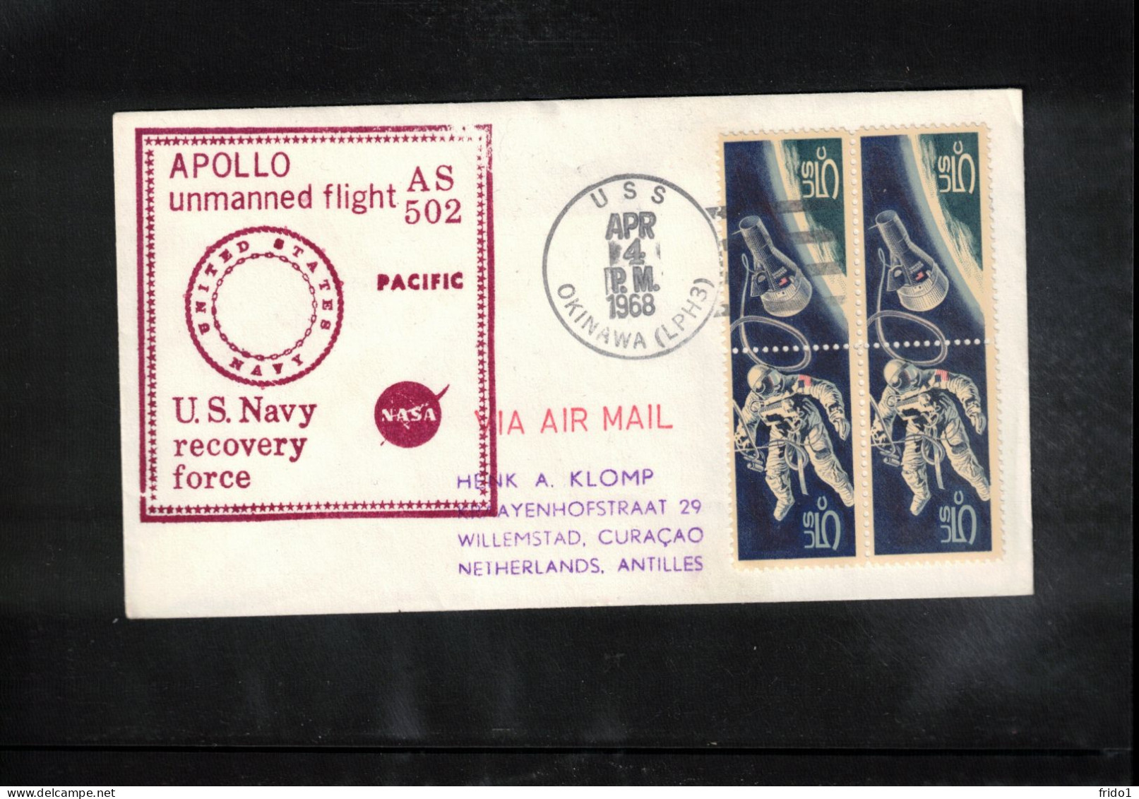 USA 1968 Space / Weltraum Apollo Unmanned Flight AS 502 - US Navy Recovery Force Ship USS Okinawa Interesting Cover - Stati Uniti