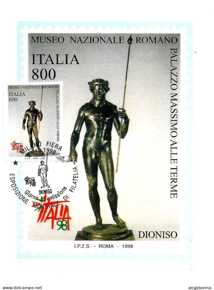 ITALIA ITALY - 1998 MILANO FIERA Esposizione Filatelia Italia 98 (Dioniso, Palazzo Massimo) Su Cartolina PT - 8907 - Mitología