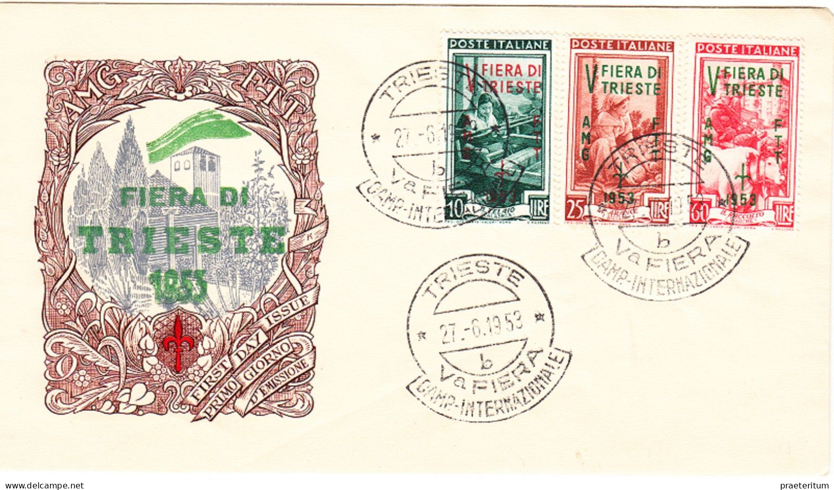 ITALIA Trieste Zone A - Fiera Di Trieste FDC, 27 VI 1953 - Marcophilie