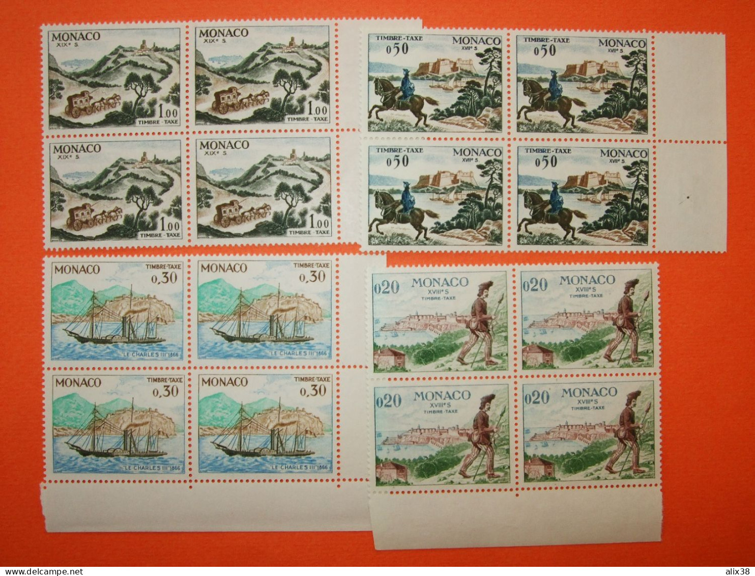 MONACO 1960-Série N°56/62 Moyens De Transport Du Courrier En 8 Blocs De 4** .  Superbe - Postage Due