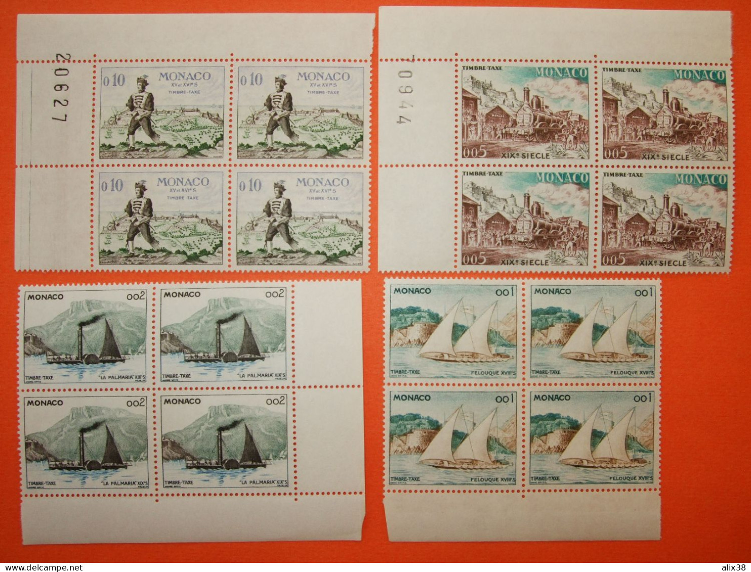 MONACO 1960-Série N°56/62 Moyens De Transport Du Courrier En 8 Blocs De 4** .  Superbe - Postage Due