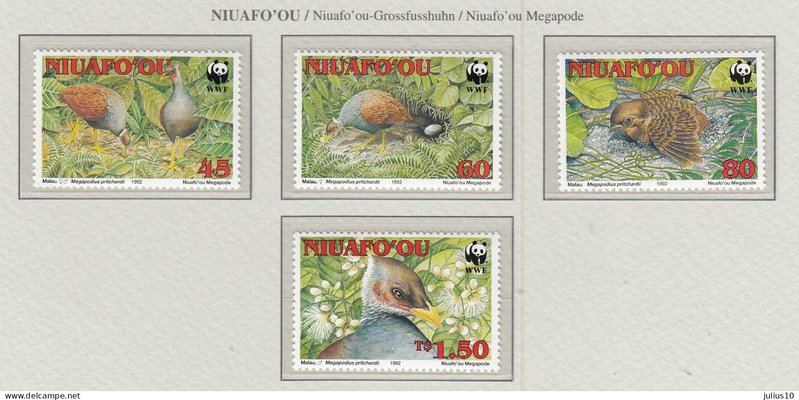 NIUAFO'OU 1992 WWF Birds Mi 233-36 MNH Fauna 818 - Other & Unclassified