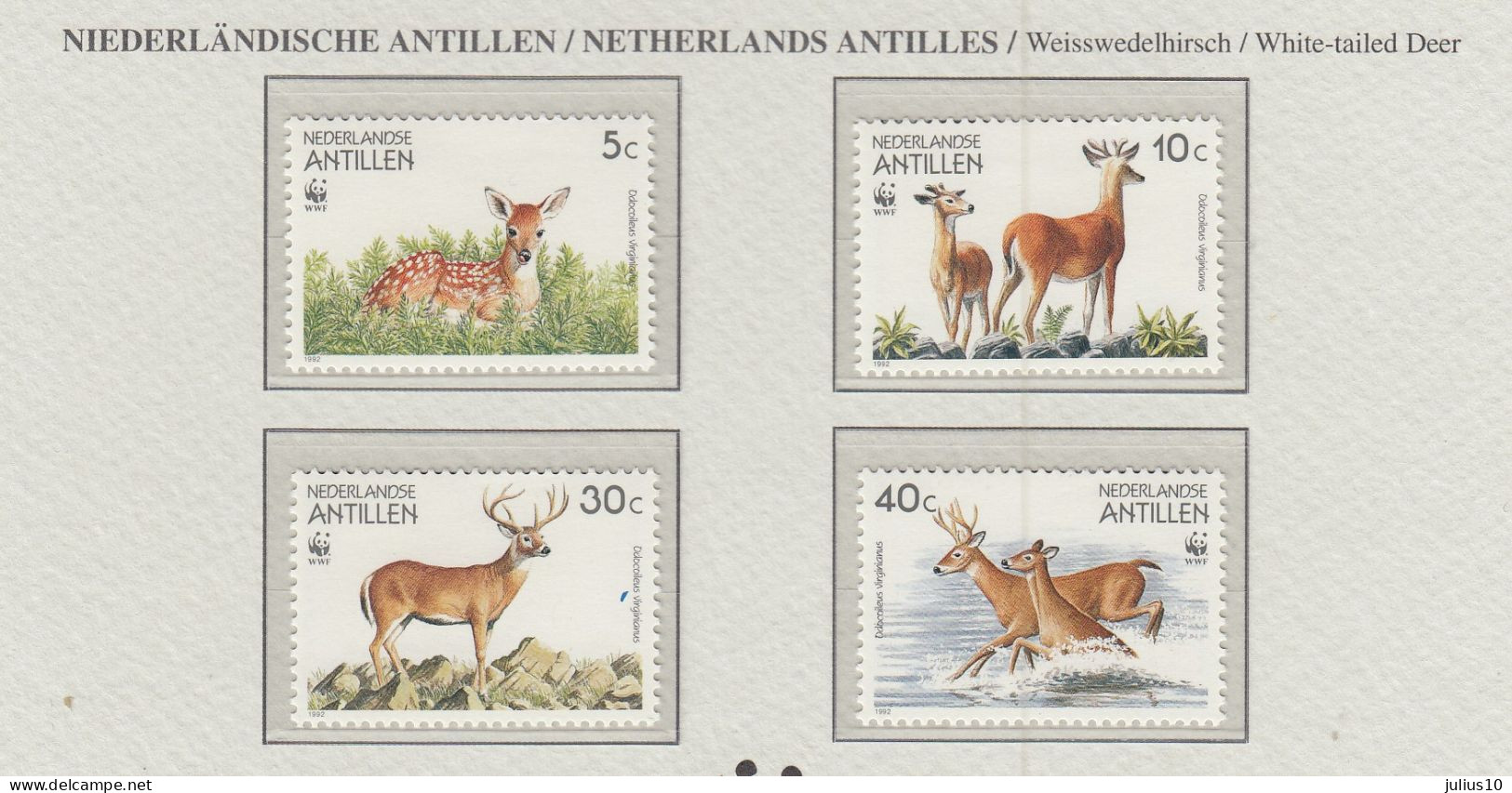 NETHERLANDS ANTILLES 1992 WWF Animals Deer Mi 739-742 MNH(**) Fauna 819 - Nuevos