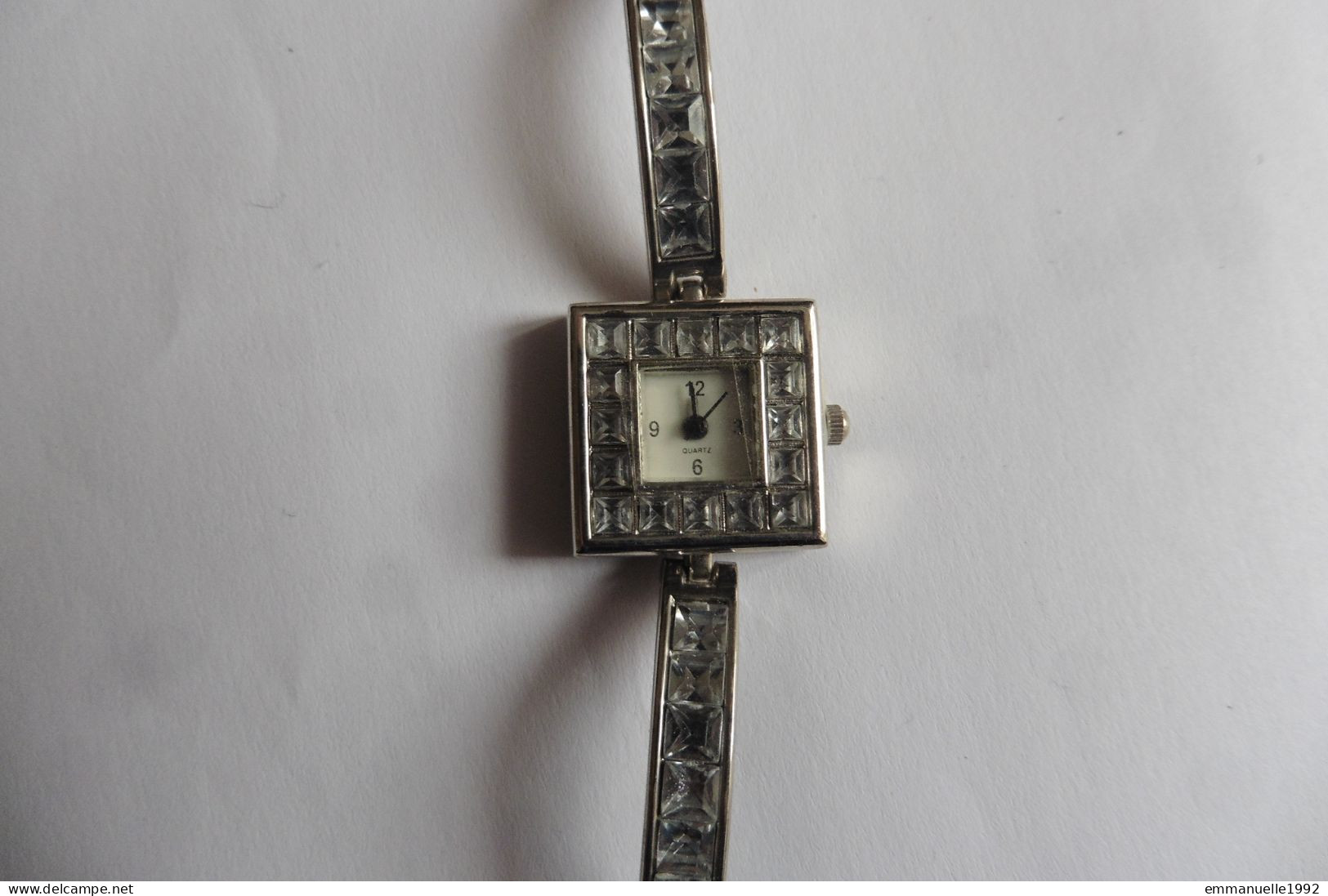 Montre Femme à Quartz Bracelet Et Cadran Serti Cristaux Strass Blanc Transparent - Horloge: Modern