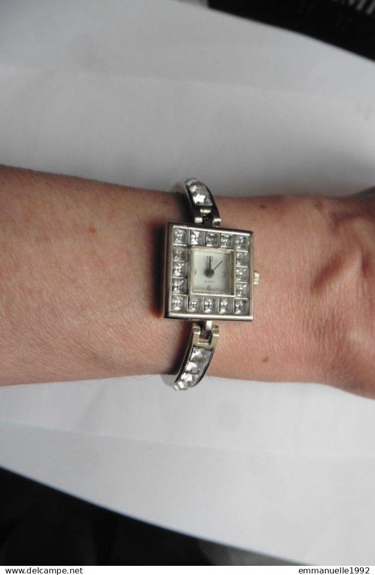 Montre Femme à Quartz Bracelet Et Cadran Serti Cristaux Strass Blanc Transparent - Horloge: Modern