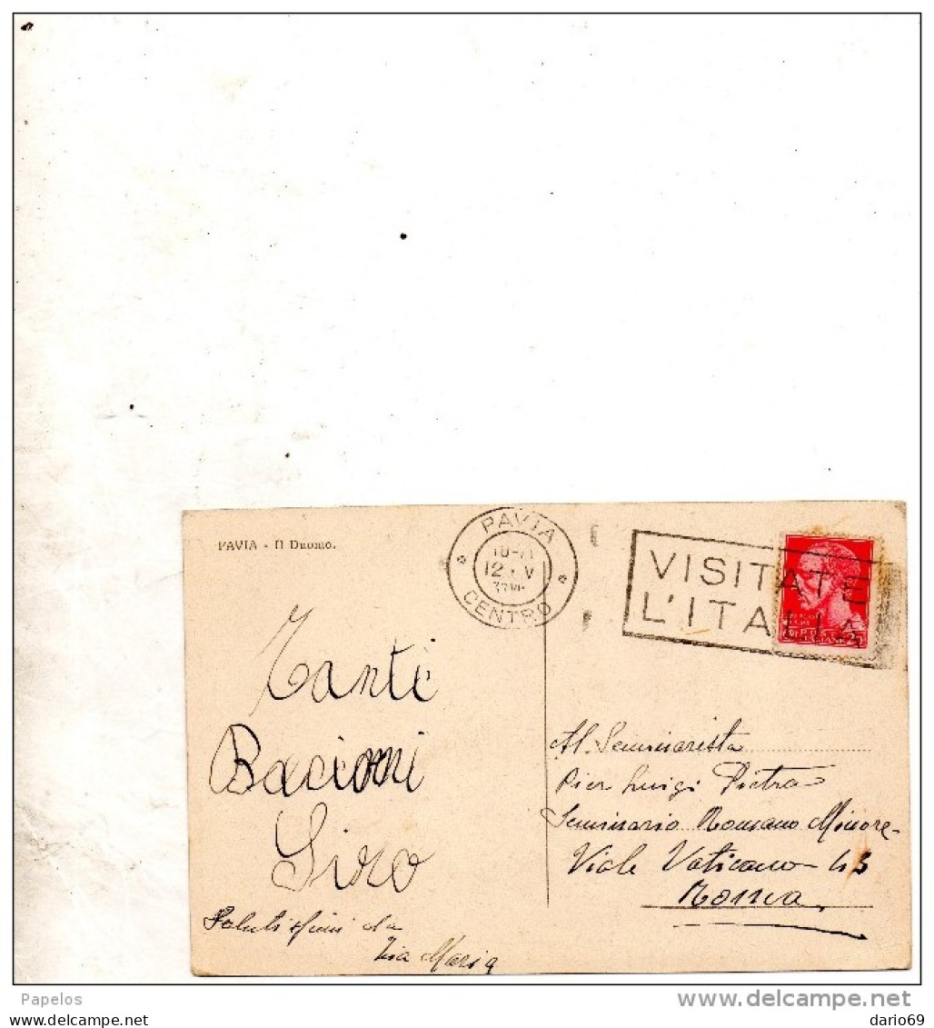 1937 CARTOLINA CON ANNULLO PAVIA - Pavia