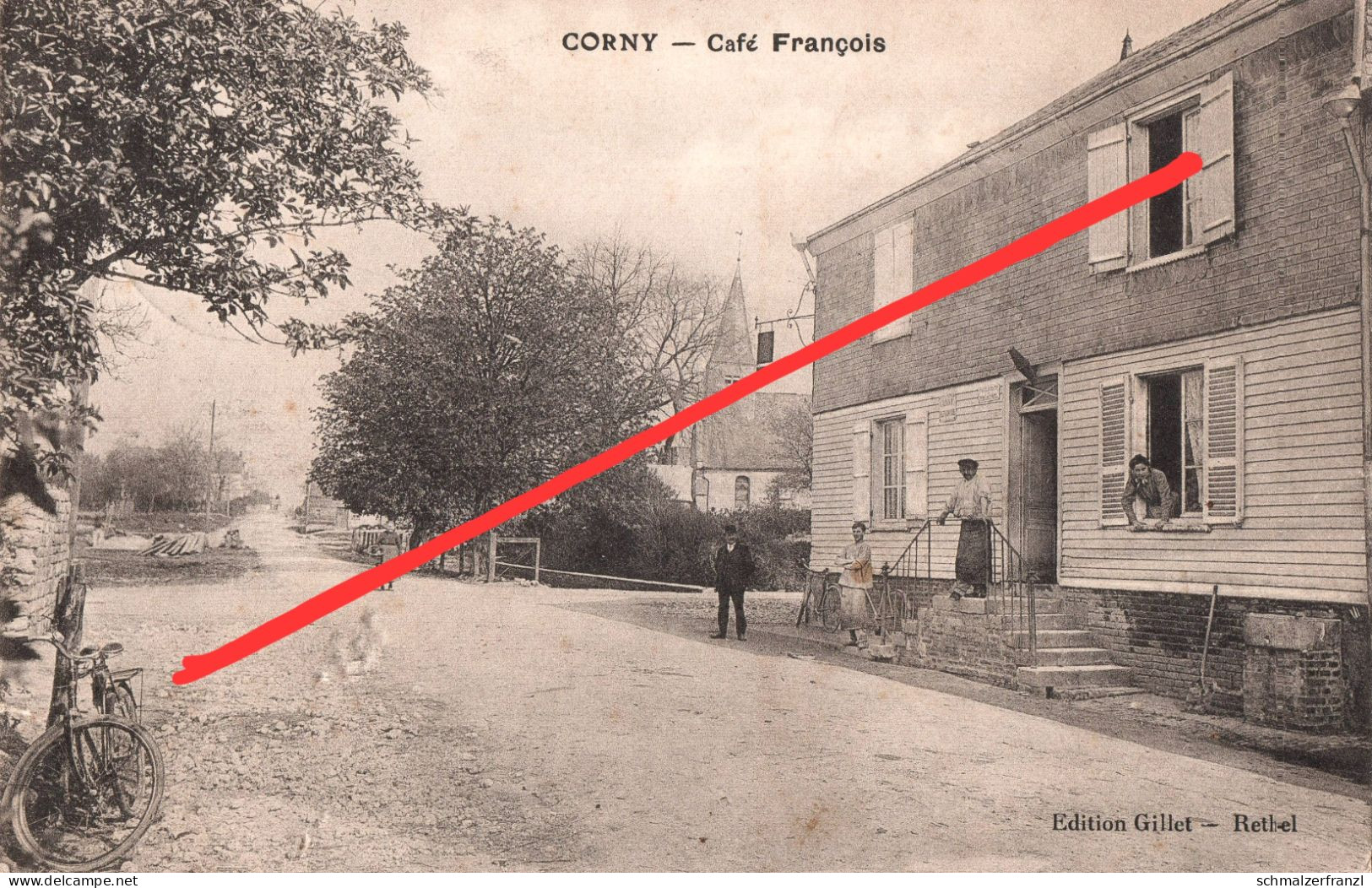 CPA AK Corny Cafe Restaurant Francois Macheromenil Faissault Novion Porcien Saulces Monclin Rethel 08 Ardennes Feldpost - Rethel