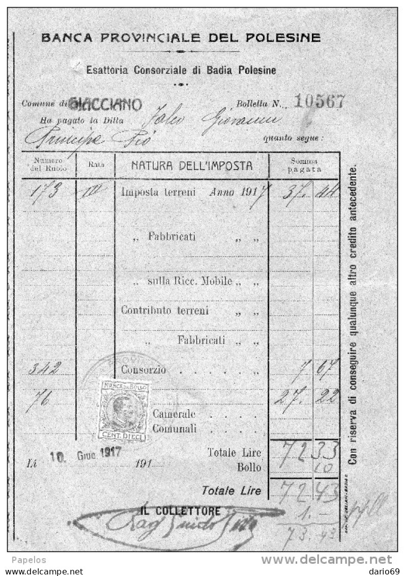 1917 BANCA PROVINCIALE DEL POLESINE - Italy