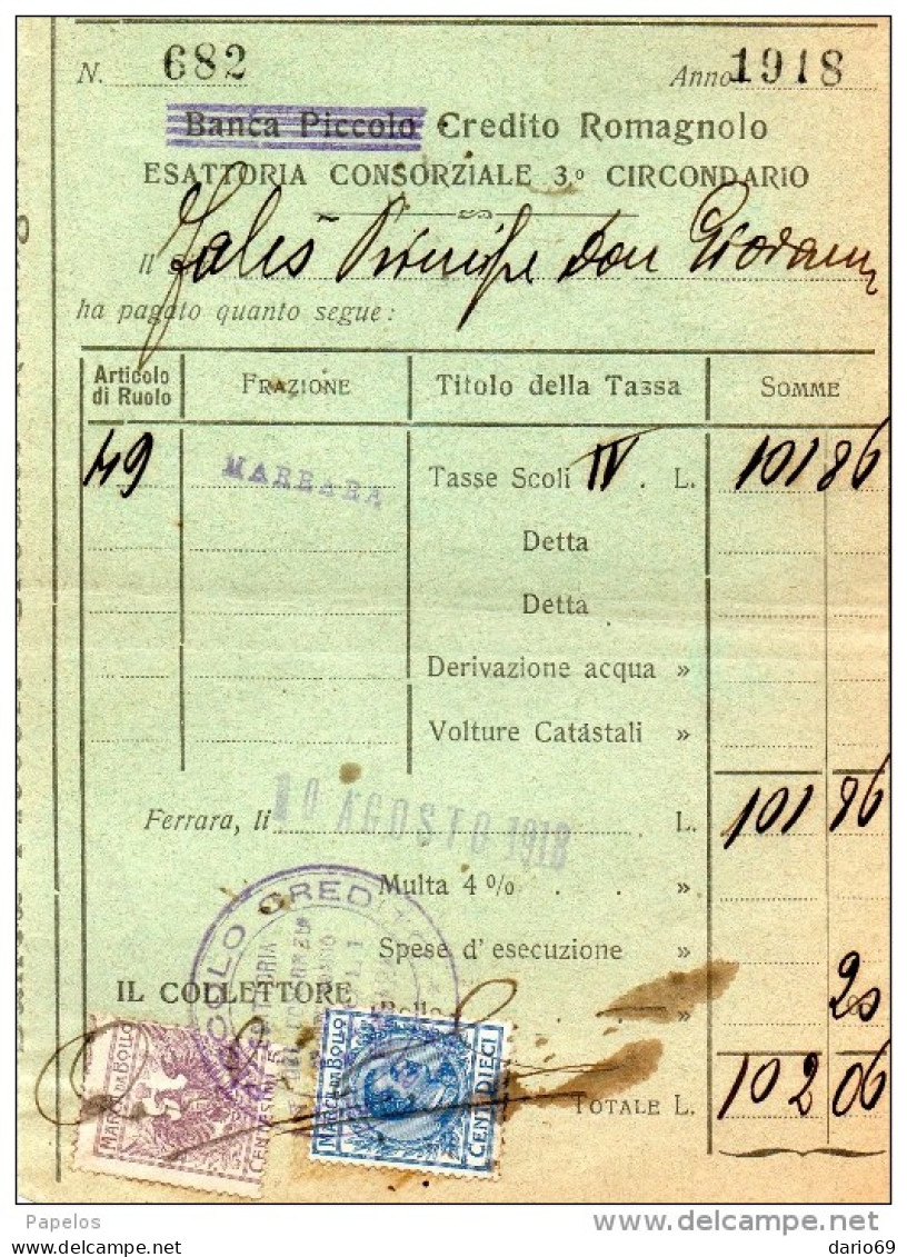 1918 FERRARA - CREDITO ROMAGNOLO - Italie