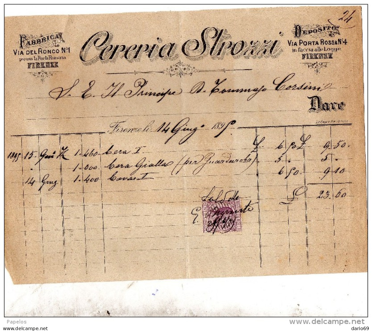 1899  FIRENZE -  CERERIA STROZZI - Italie