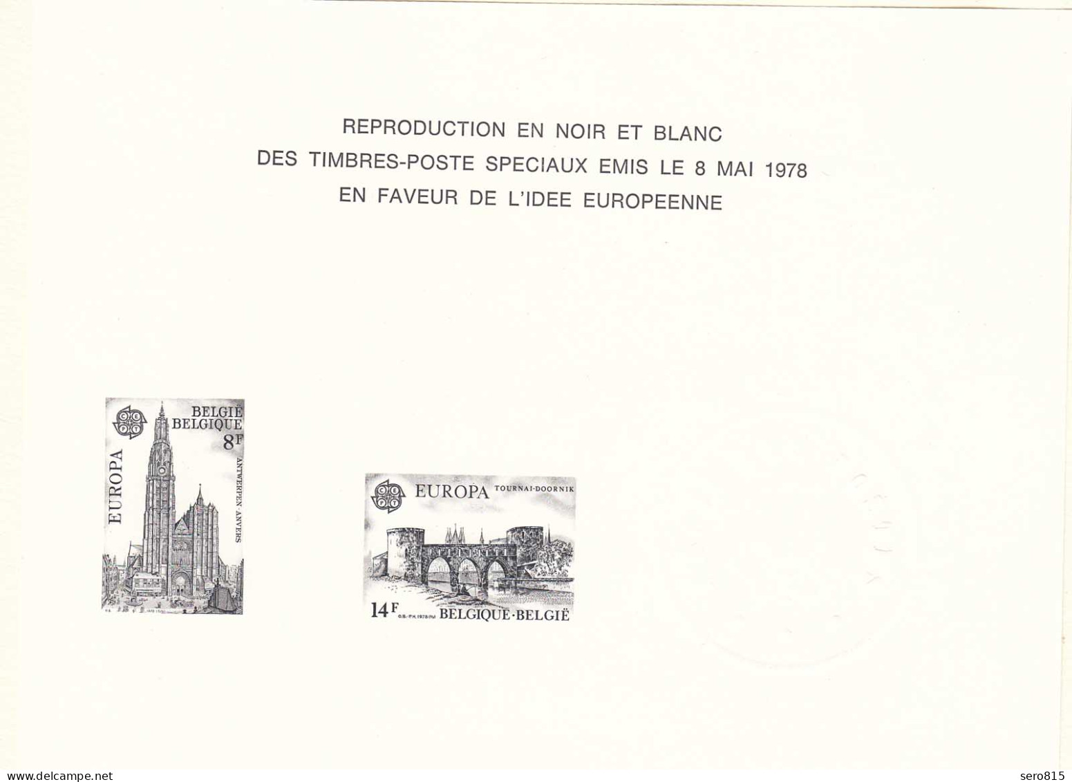 BELGIEN - BELGIUM EUROPA-CEPT 1978 Mi-Nr. 1943-44 Schwarzdruck Offi. Gedenkblock - Autres & Non Classés