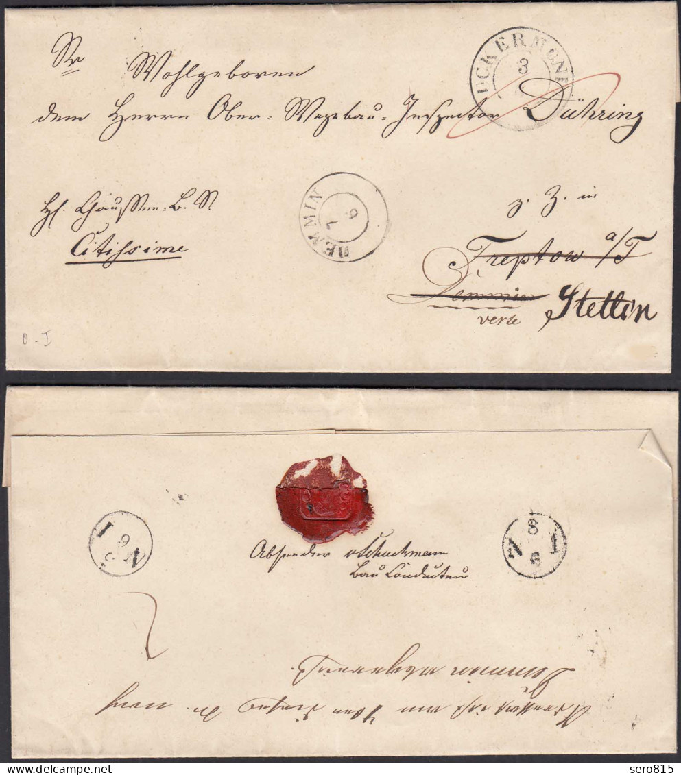 Ca. 1840 Umschlag UCKERMÜNDE K2 Nach DEMMIN K2 Und Weiter Nach Stettin    (32100 - Andere & Zonder Classificatie