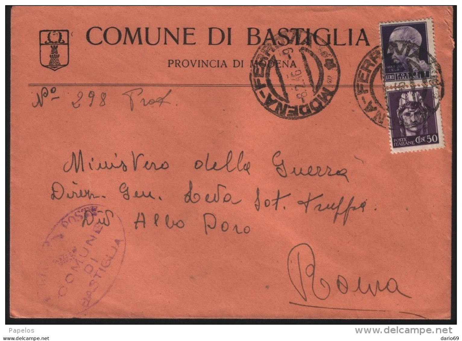 1946  LETTERA CON ANNULLO BASTIA MODENA - Marcophilie